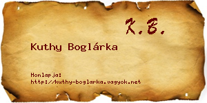 Kuthy Boglárka névjegykártya